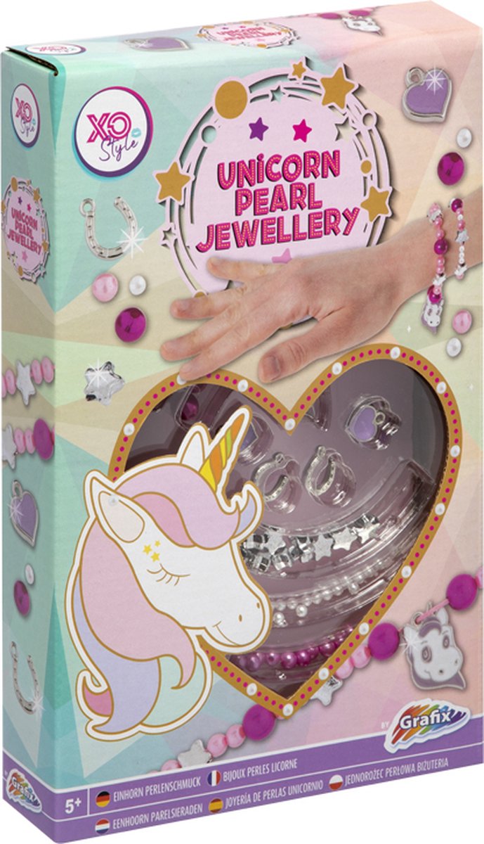 Grafix Maak je eigen sieraden | Unicorn Parel Sieraden Maken | Hobbypakket meisjes | Unicorn Pearl Jewellery | Geschikt voor meisjes vanaf 5 jaar